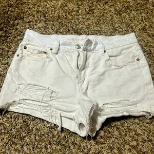 American Eagle white denim distressed shorts